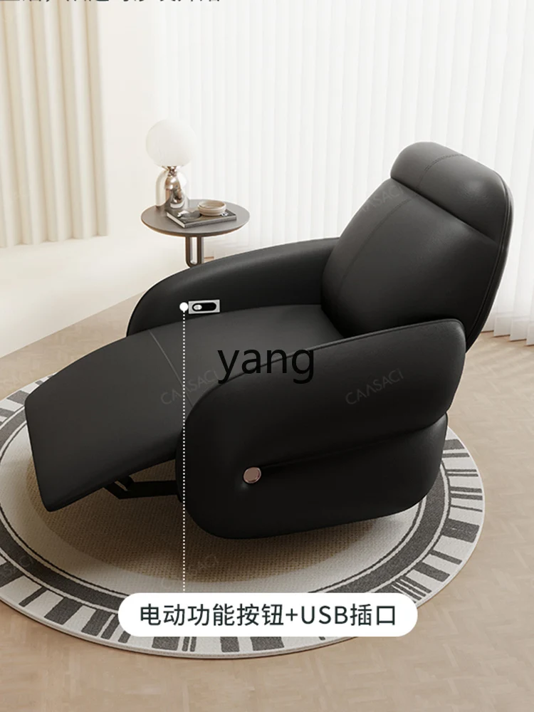 Yjq Single Sofa Black Retro Electric Sleeping Rocking Rotating Living Room Recliner Leisure Anti-Scratching Fabric Leather