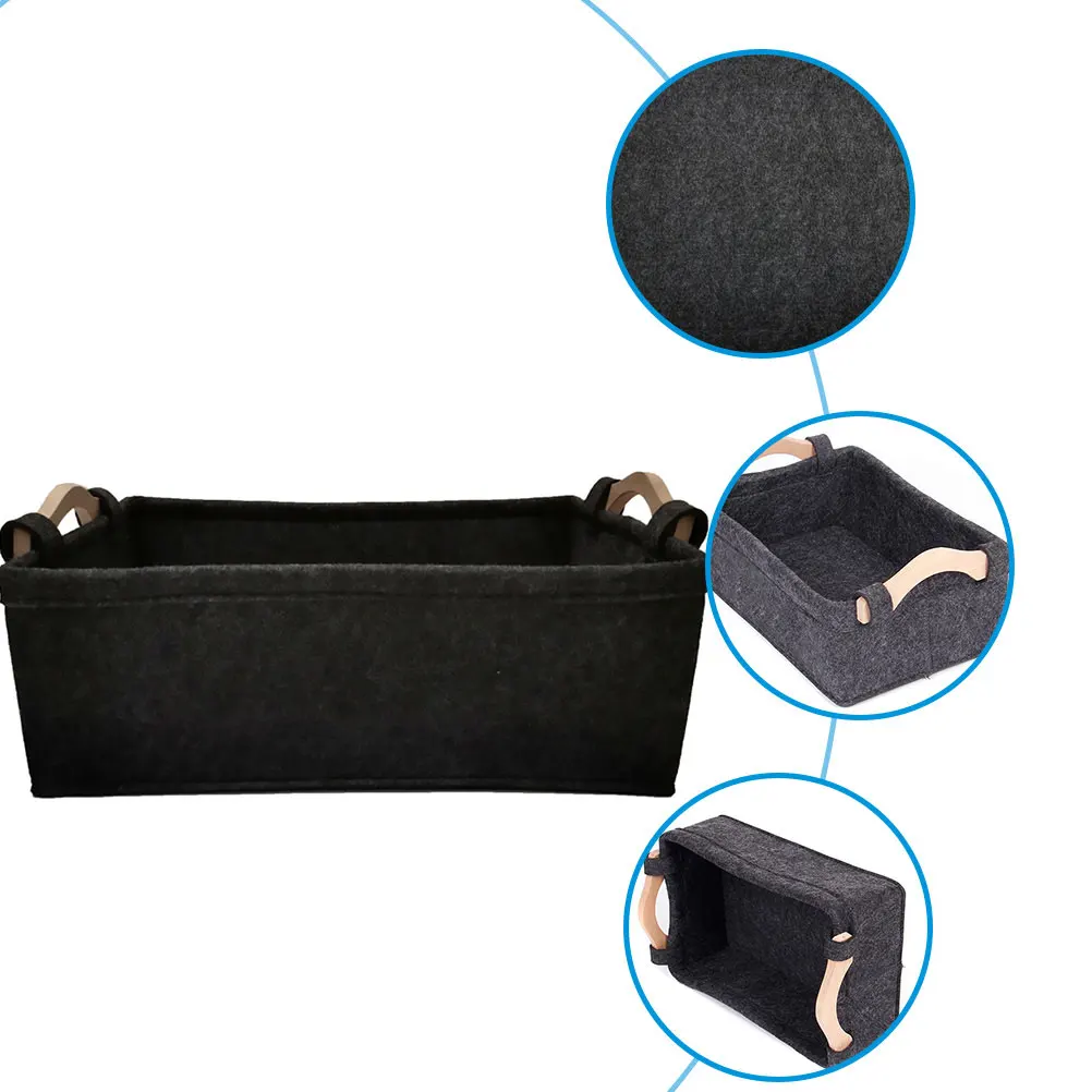 

Fabric Storage Basket Small Baskets Felt Organizer Cloth Nordic Style Laundry Desktop Sundries Thick Black Easy Clean