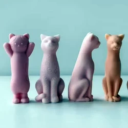 3D Cat Candle Silicone Mold Cute Kitten Scented Candle Plaster Crafts Resin Cement Clay Mold DIY Handmade Animal Soap Mold