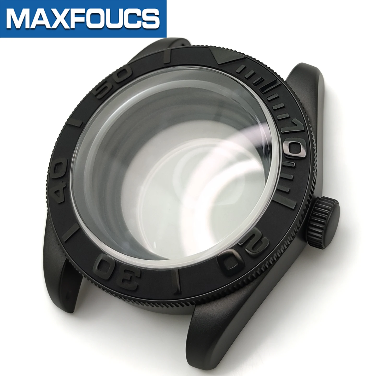 Mattes Retro-Uhrengehäuse im Black Bay-Stil MOD SKX NH34 NH36 Schwarze Stahlkrone Saphirglas-Gehäuseboden Einsatz Kundenspezifisches Zubehör – Detail 18