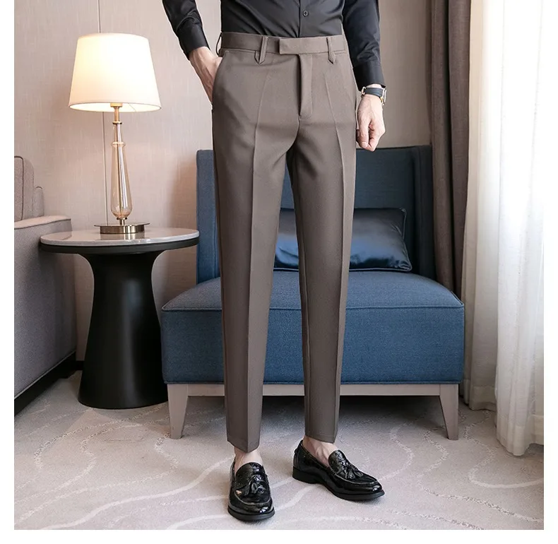 Elegant British Style Men\'s Suit Pants Business Casual Suit Pants Summer Commuting Office Leisure Pants Social Men\'s Clothing