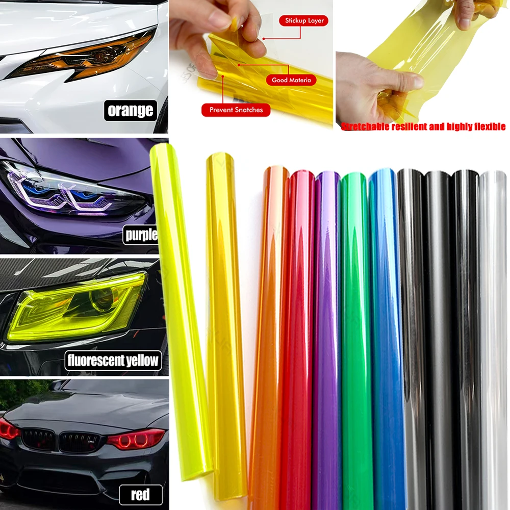 

Car Headlight Taillight Tint Vinyl Film Car Sticker Smoke Dark Black Blue Red Transparent PVC Film Foil Sticker Diy Auto Styling
