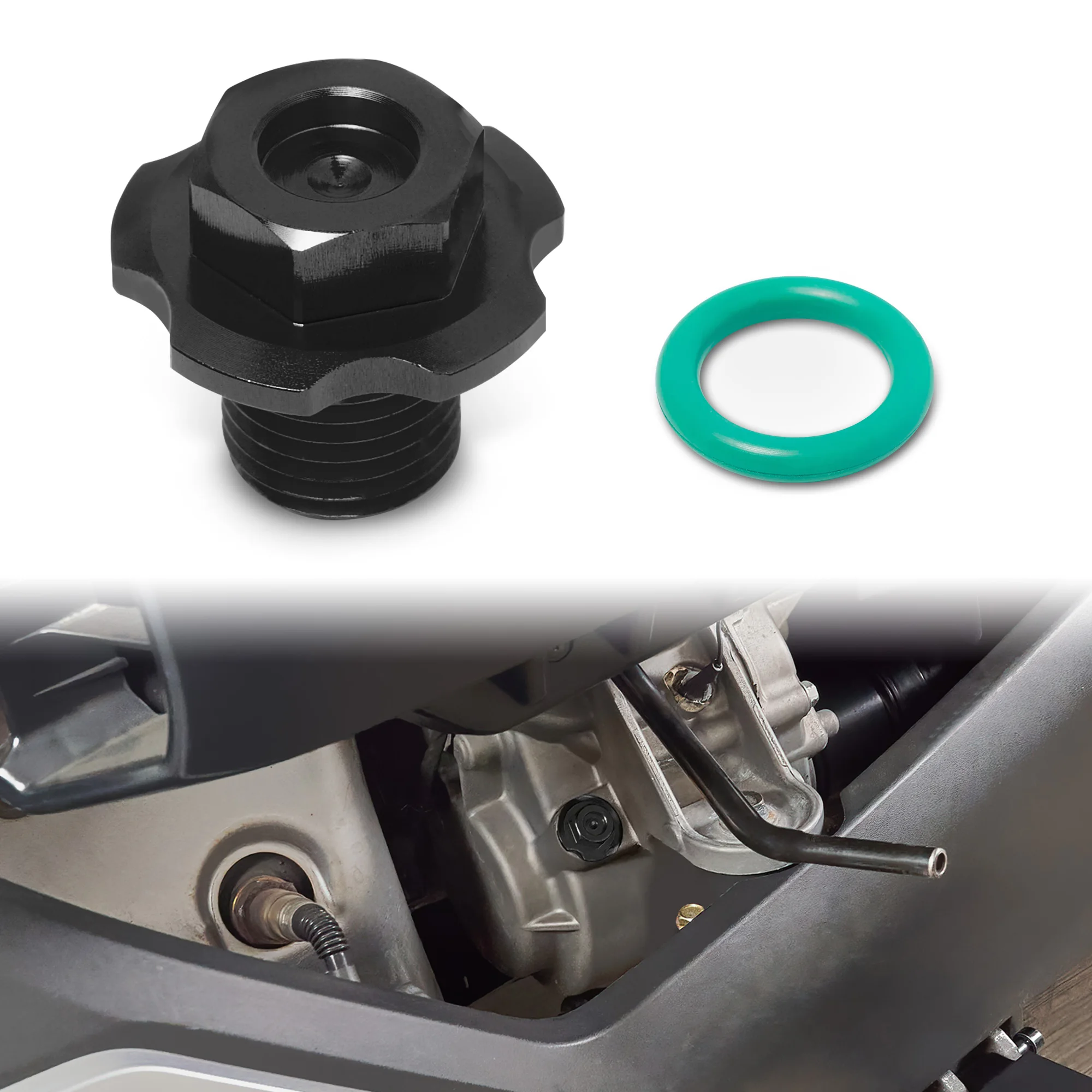 

Aluminum Engine Transmission Oil Drain Plug w/Anti-Slip Rubber Ring for Can Am Ryker 600 900/Rally Edition/Sport 2019+ Models