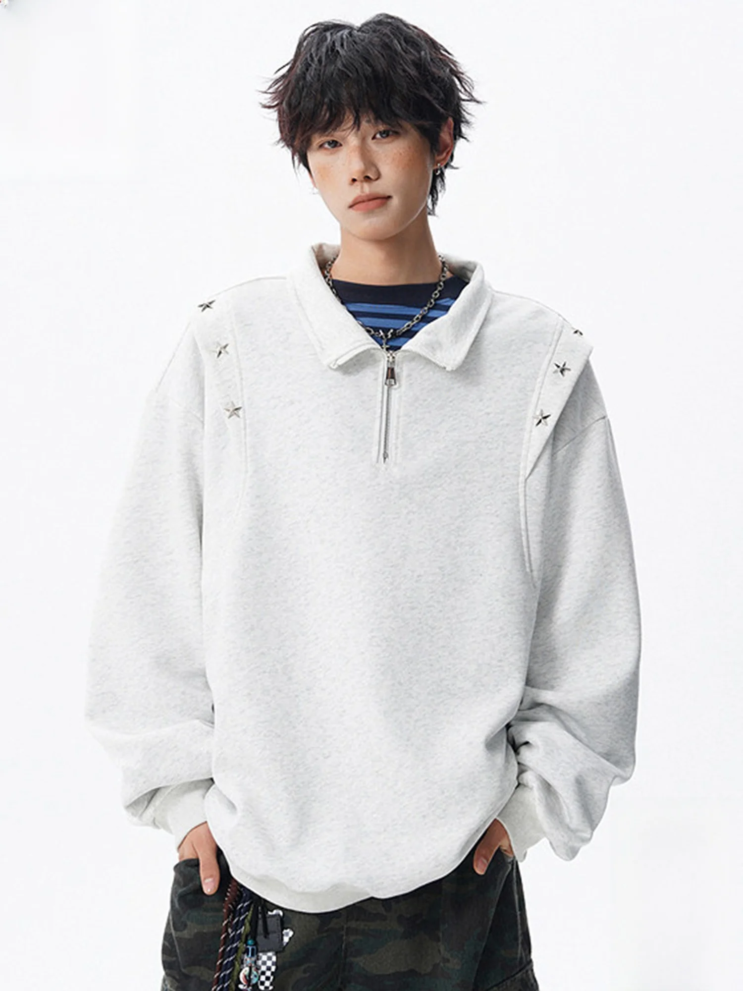 

PaulFrank Long Sve Sweatirt Casual Loose Men's Spring New Sle Zipper Design Polyester Cotton Blend Comfortable Top
