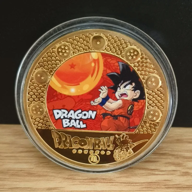 Dragon Ball Son Goku Commemorative Coin Anime Peripherals Kakarotto Metal Collection Coin Home Decoration Kids Birthday Gifts