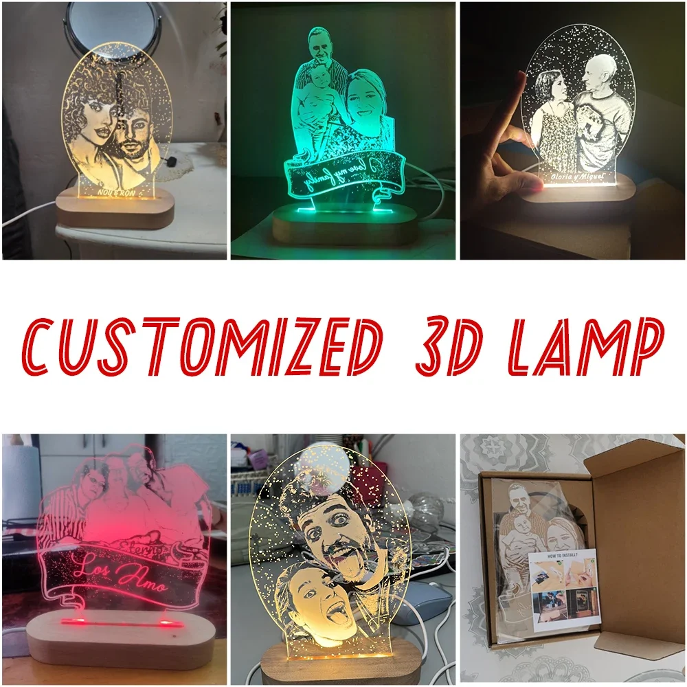 Dropshipping 3D Night Light Lamp Custom Photo&Text Suitable For Wedding Birthday Anniversary Room Decor Led 3D Lamp Gift