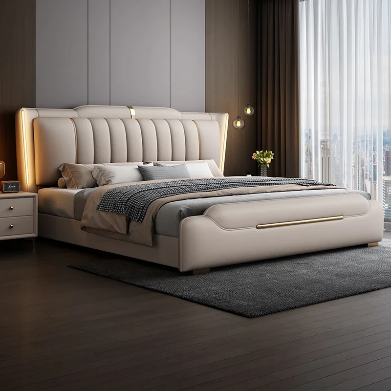 

SD Master bedroom leather bed modern minimalist 1.8-meter double bed 2-meter bed