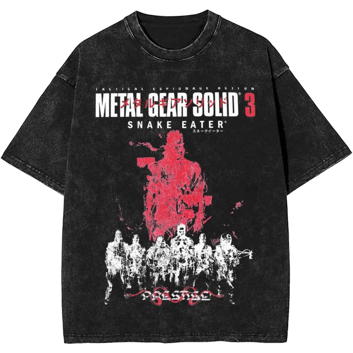 

Metal Gear Solid 3 Snake Eater T Shirts Hip Hop Washed Short Sleeve T-Shirts MGS1 MGS3 Games Vintage Streetwear Summer Tee Shirt