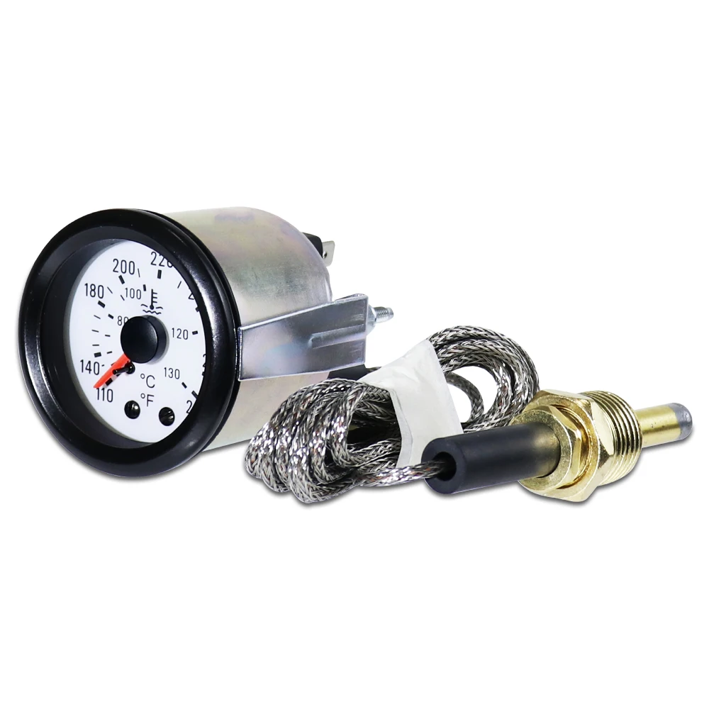 52mm Water Temp Gauge + Water Temperature Sensor 110-265 Fahrenheit 40-130 Celsius Indicator 12V Water Temp Meter , OE 180-501
