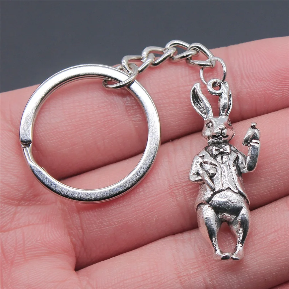 Dropshipping Souvenirs Gift Men Keychain 2 Colors 36x15mm 3D Rabbit Pendant Keyring