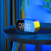 Rechargeable LED Digital Alarm Clock Portable Wireless Bluetooth Bluetooth Speaker HD Mirror Display Sleep Timer Bedroom