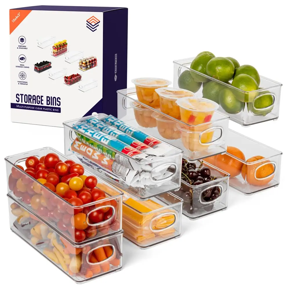 

Plastic Pantry Organization And Food Storage Bin – Great Kitchen Organization And Kitchen Storage – Fridge Organizer Bins– 8