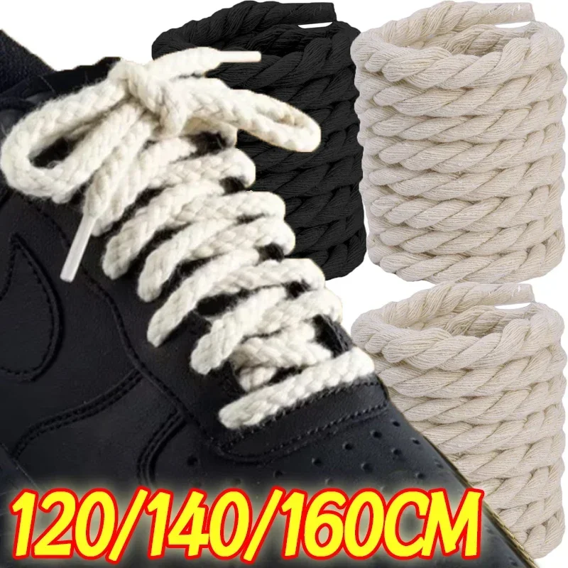 2PCS Thick Rope Cotton Shoelaces Line Weaving Twisted Rope Shoelaces Women Men Sneakers Low-top Sport Canvas Shoe Laces Strings