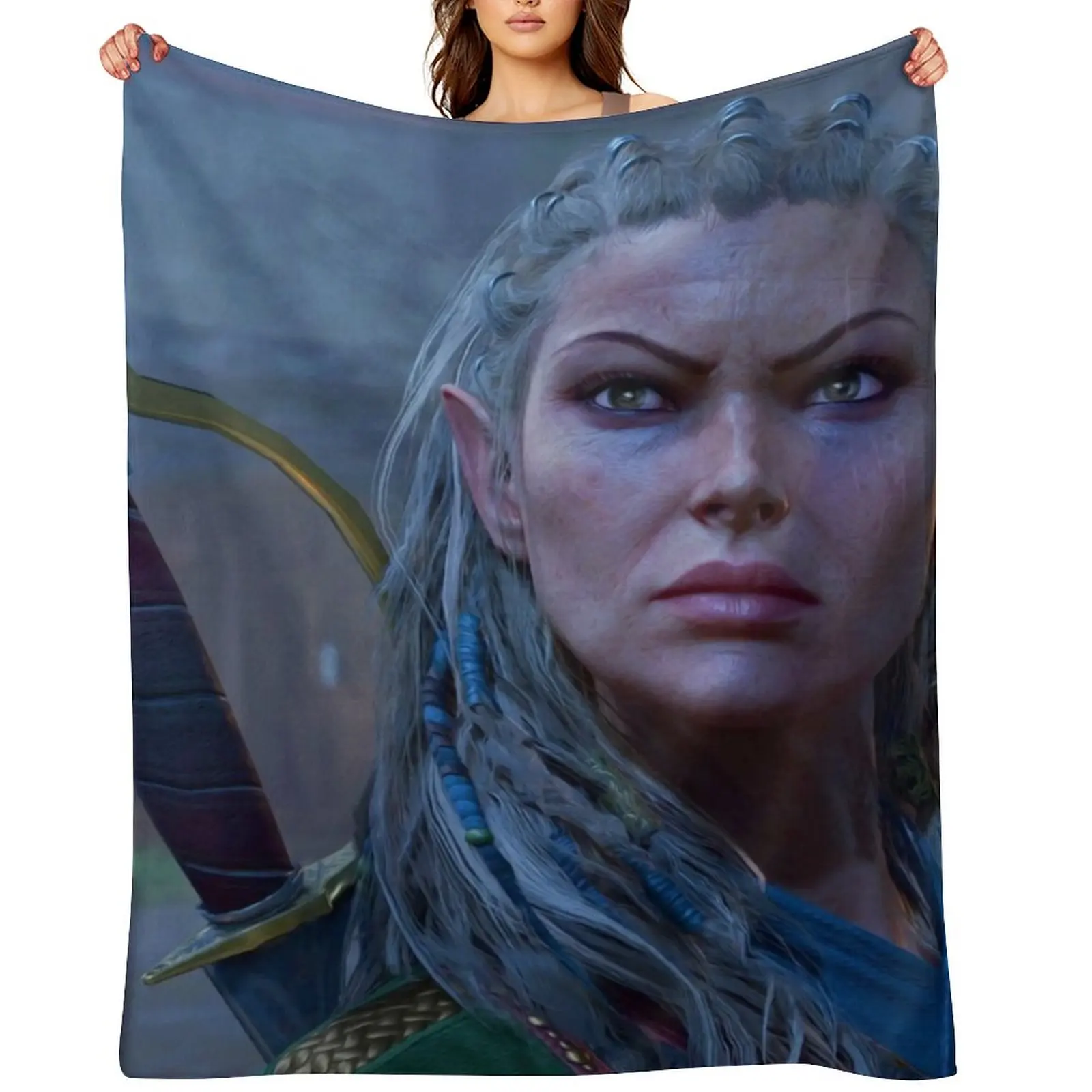 

Jaheira Half Elf Fighter Druid Adventurer ready to fight Throw Blanket Heavy funny gift Kid'S Beautifuls Blankets