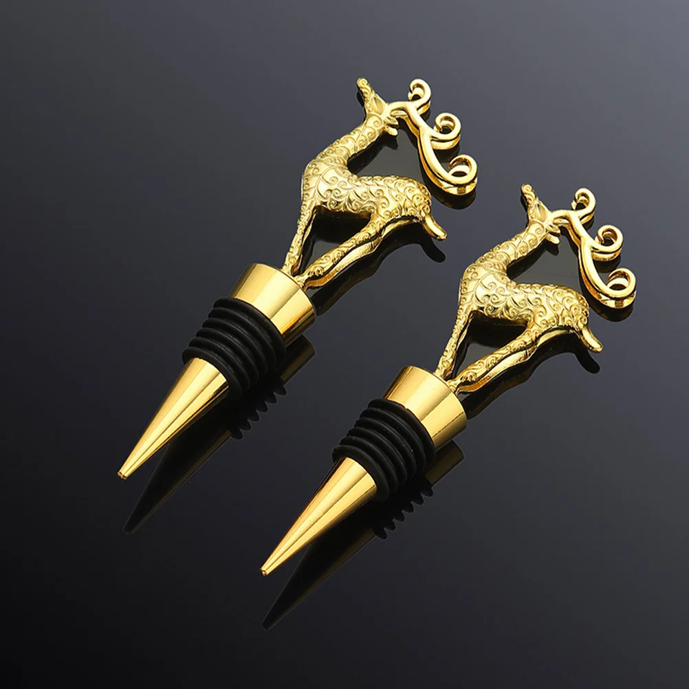 

4Pcs Reusable Wine Bottle Stoppers Elk Xmas Design Airtight Sealers Party Accessories Christmas Bottle Plugs Wine