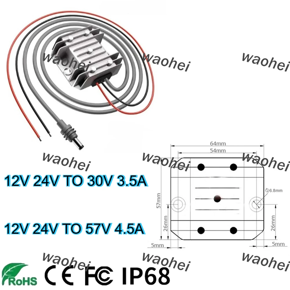 

DC-DC Step-up Module 12V 24V to 30V 3.5A / 57V 4.5A Power Supply Booster with DC power cord Starlink Mini Step Up Power Cord CE