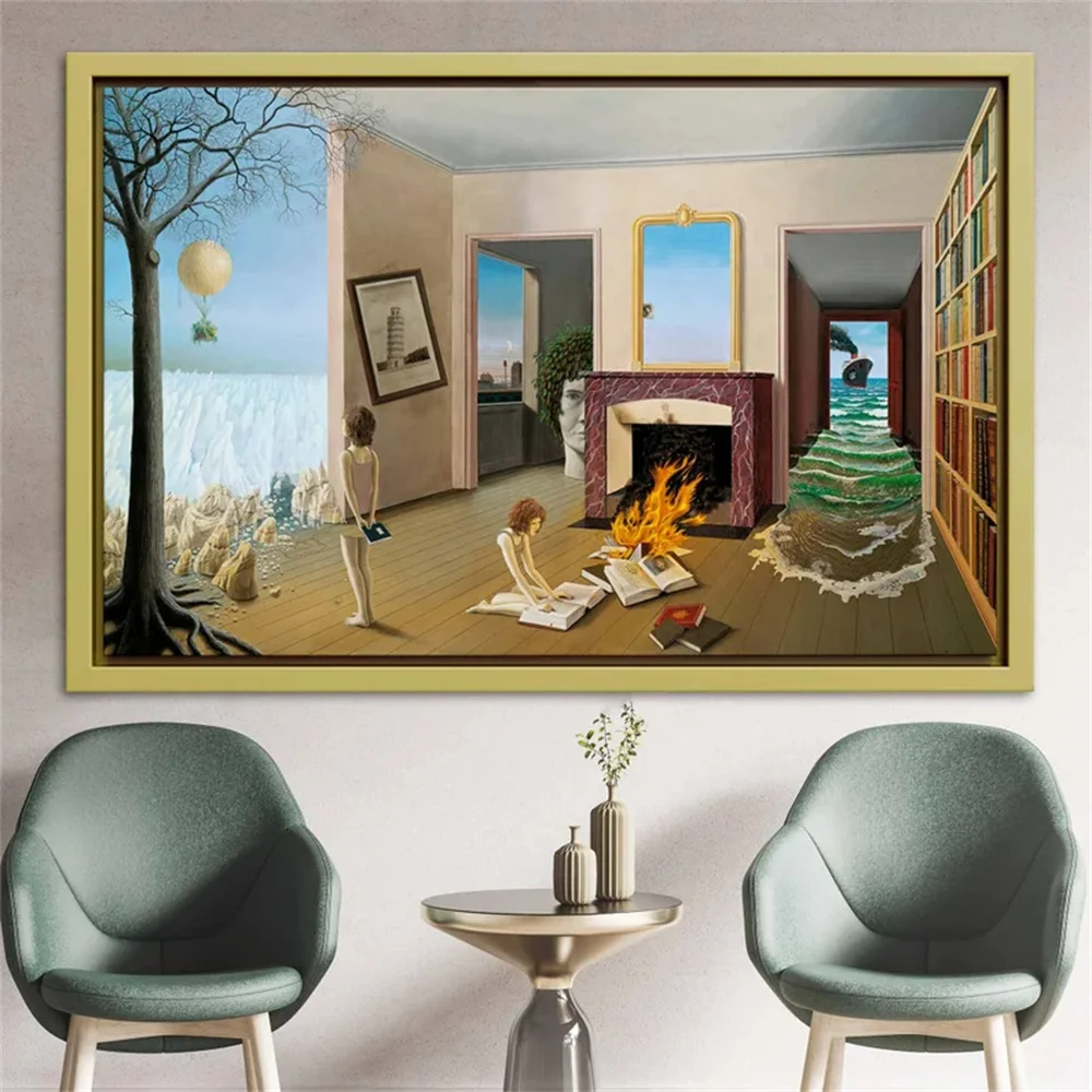 Dominique Appia Abstract Canvas Painting Surreal Entre Les Trous De La Memorie Poster and Prints Wall Art Living Room Home Decor