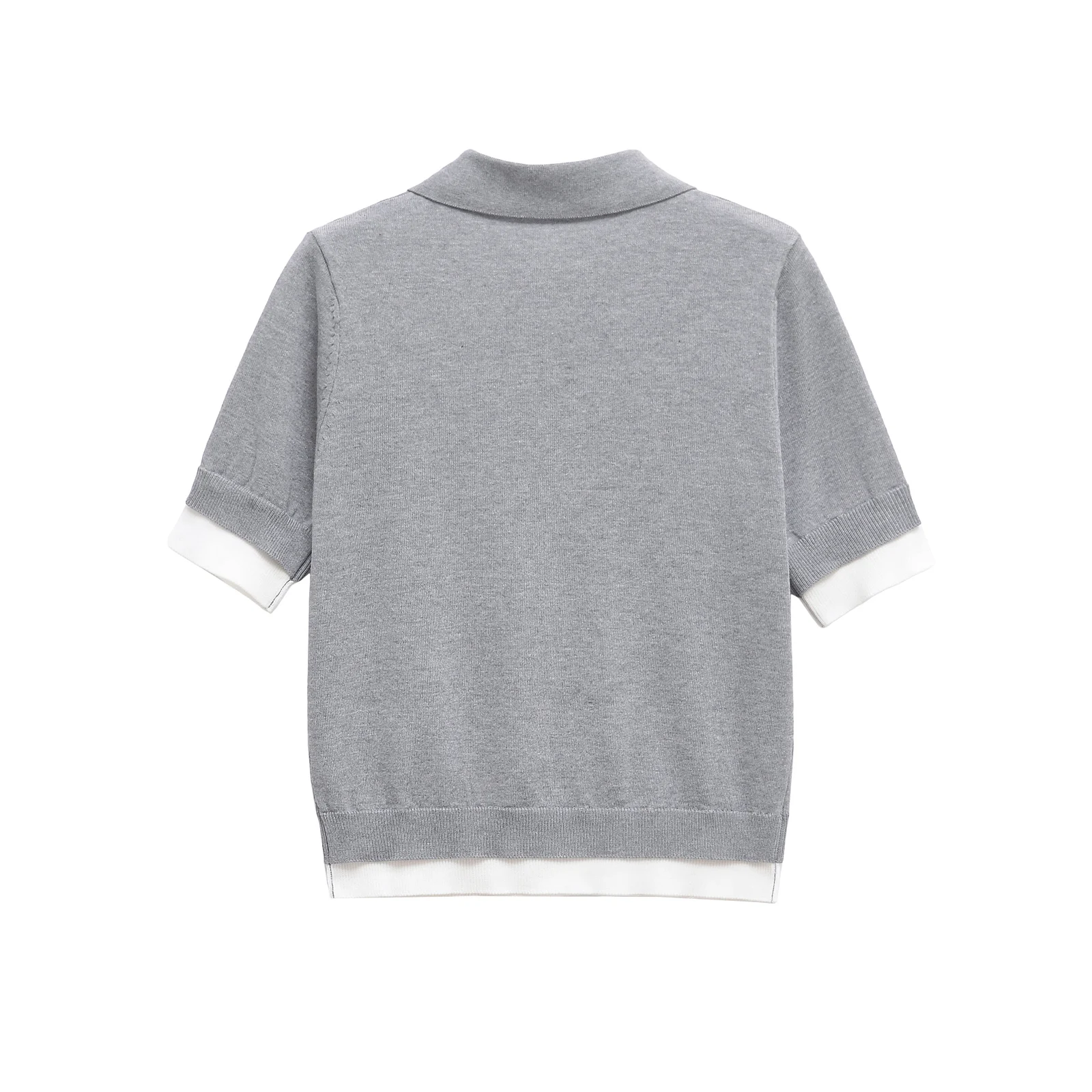 Women Y2K Polo T-Shirt Woman Knitted Splicing Collar Top For Women Casual Shirts Woman Spring Tops Woman Clothing 3581004