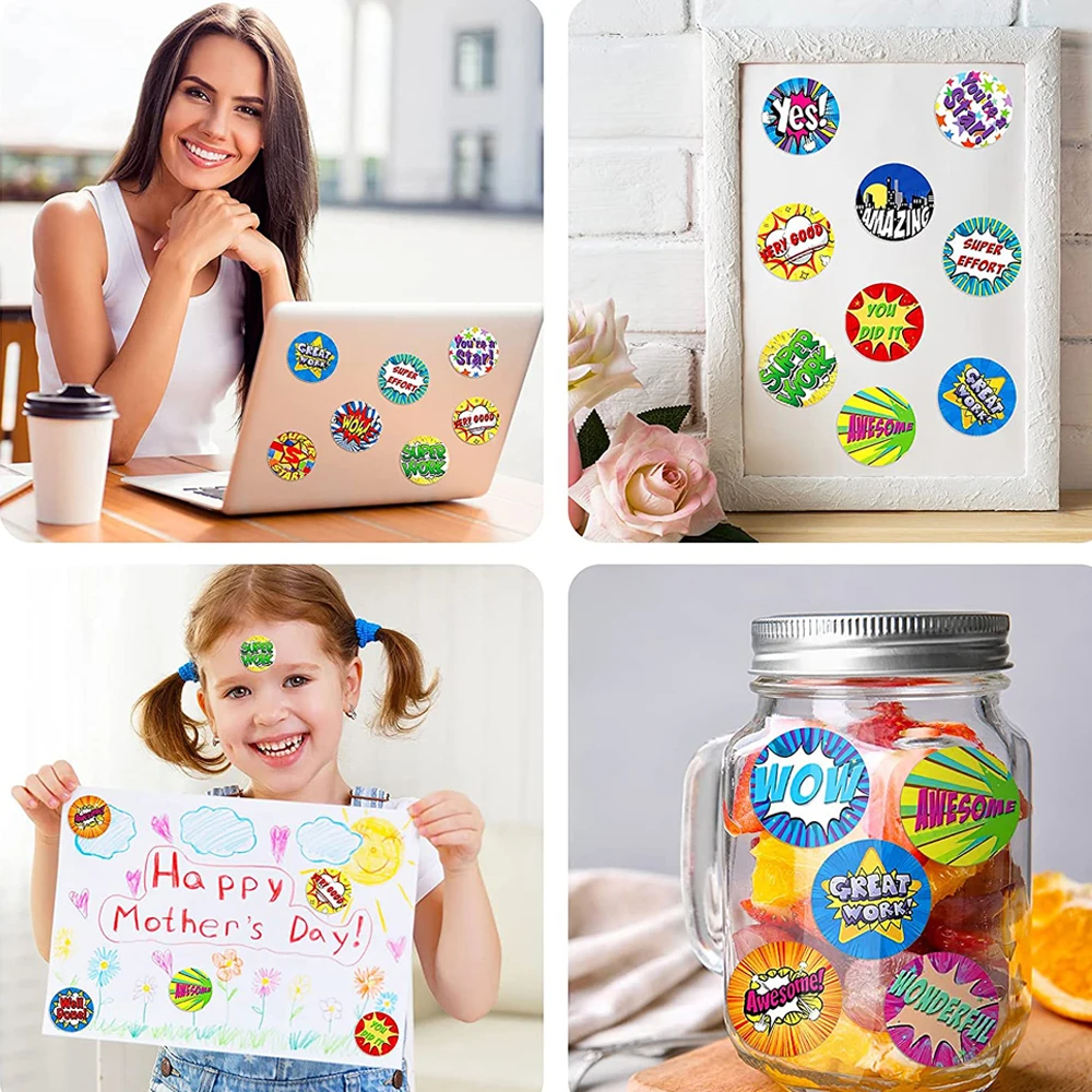 สติกเกอร์รางวัลน่ารักใหม่100-500ชิ้นพร้อมสติ๊กเกอร์สร้างแรงบันดาลใจสำหรับเด็กนักเรียนโรงเรียน