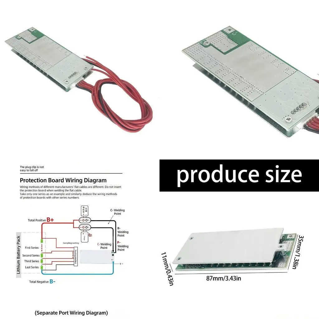 M5TD 3S 12.6V/4S 14.6V Battery Protective Board Battery Charging Board Connector Circuit Board Module Overheat Protective