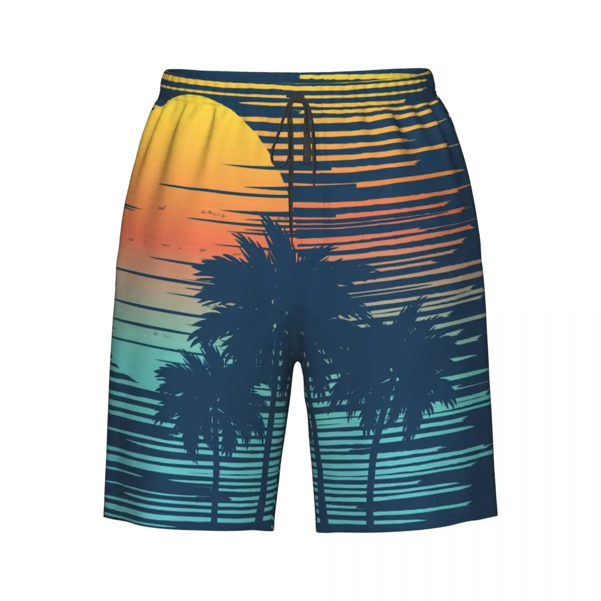 

Men's Swim Shorts Trunks Palm Trees Print Beach Board Shorts Running Sports Surfing Swimwear