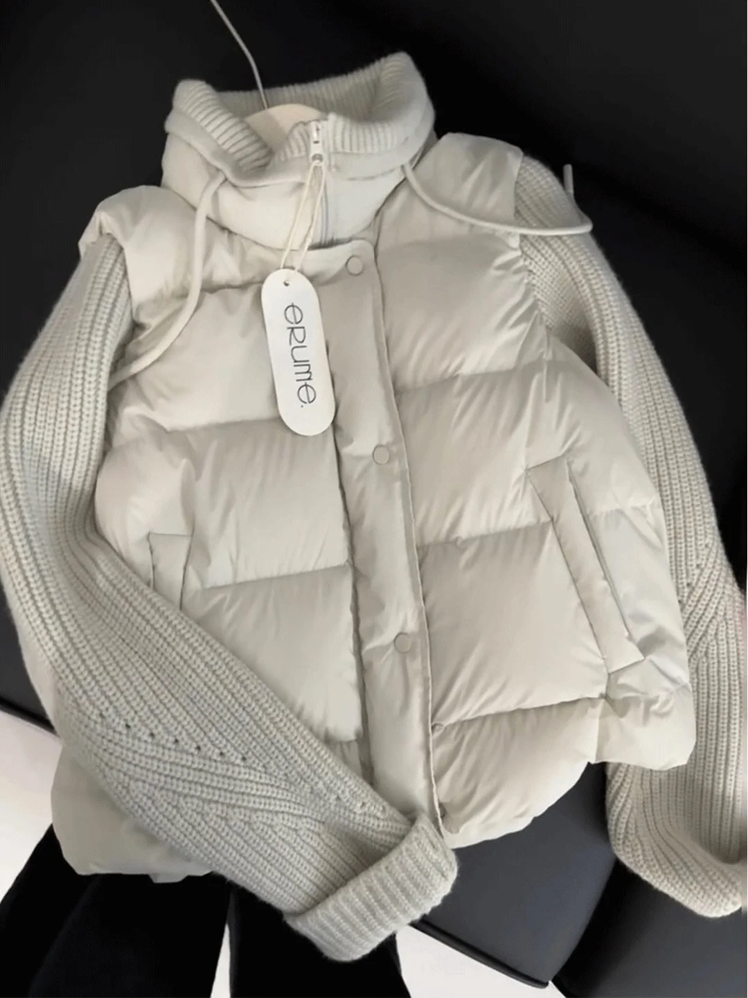 

Thiened Knitted High Collar Cotton Jaet Women's Puffy Bread Sle Winter Outerwear Warm Cozy Commute Faion Chinese Prod...