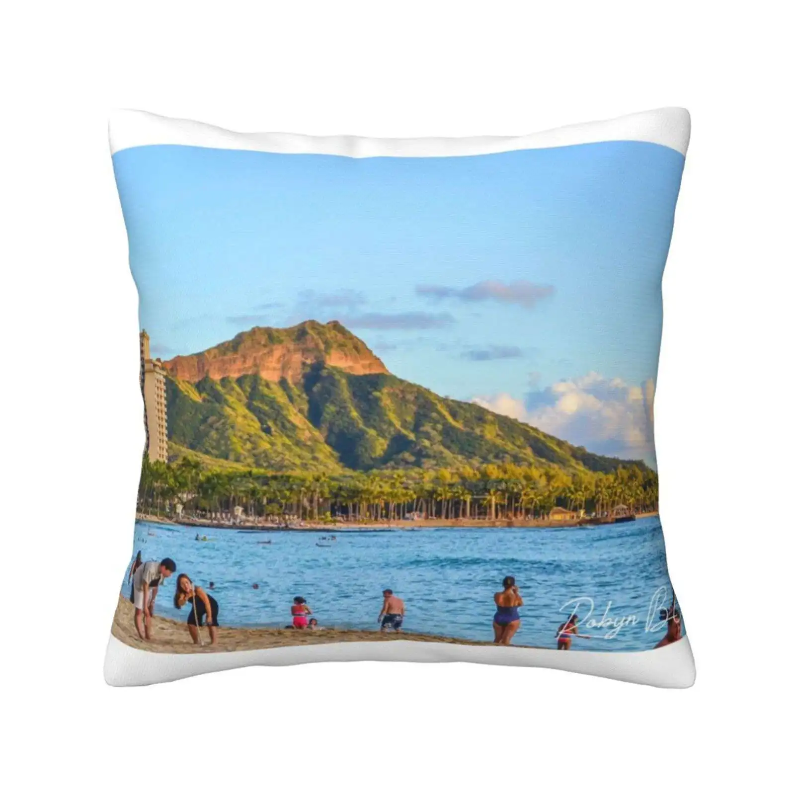 Hawaii Diamondhead Home Sofa Car Waist Throw Pillowcase Hawaii Diamondhead Beach Water