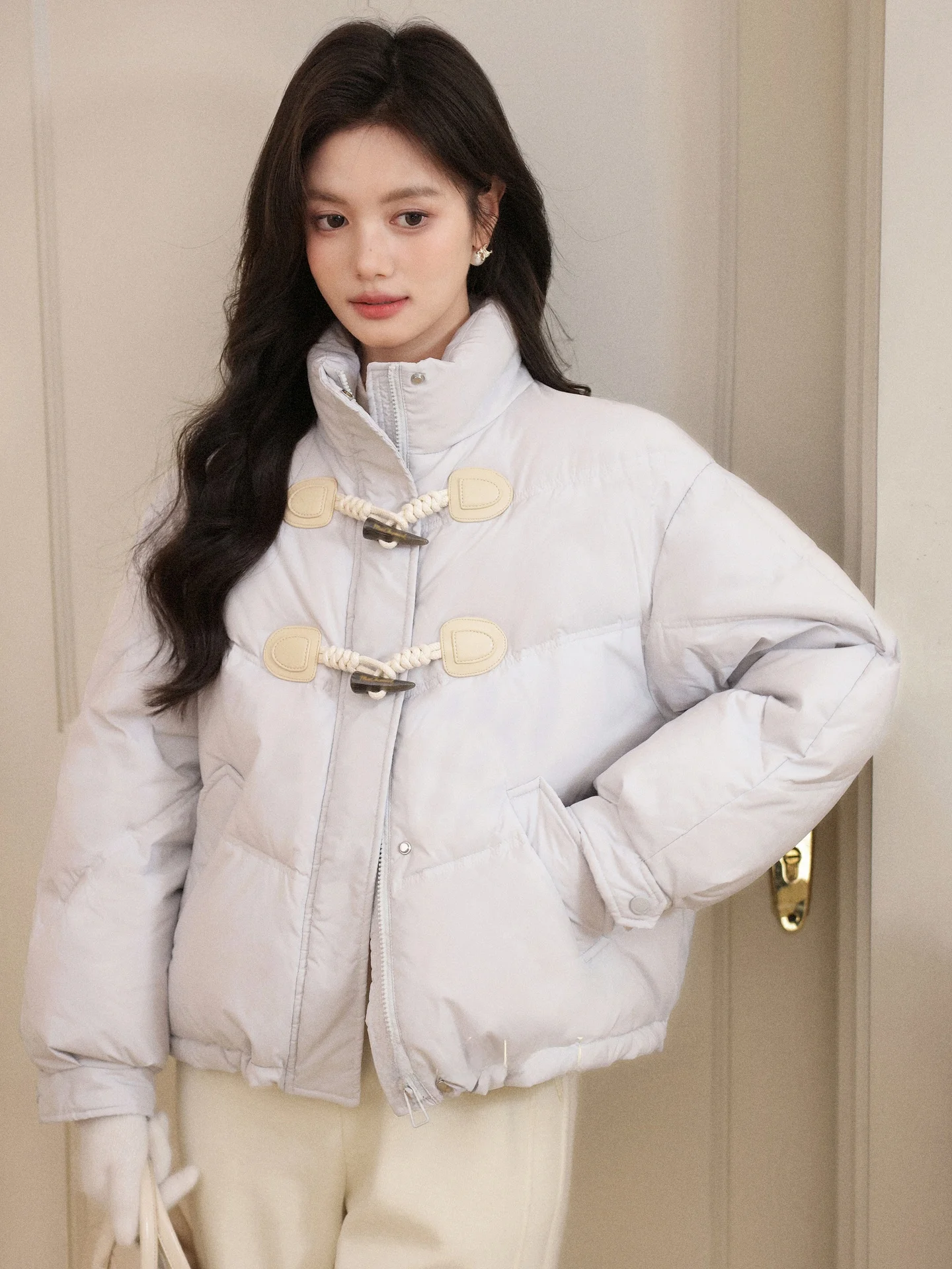 

Southward Deer ey Blue down Jaet Women's College Sle Winter Coat Small Size Outerwear Casual Sle Long Sve