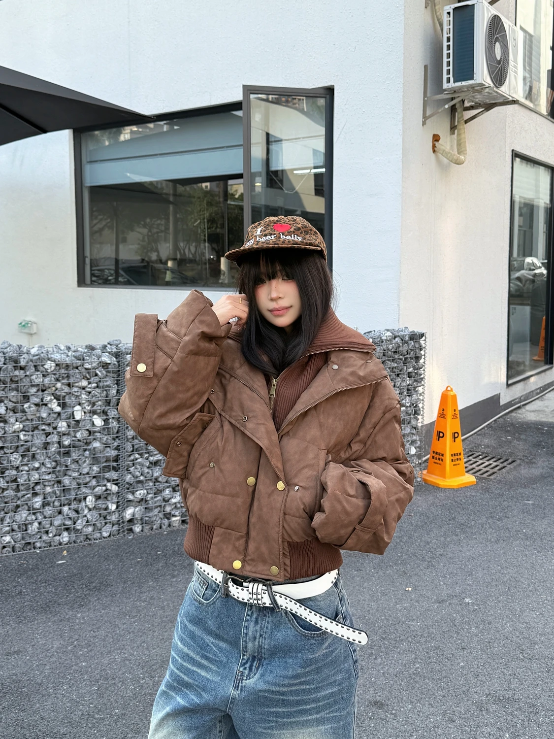 

Ретро-винтажная хлопковая куртка с вязаным воротником и дизайнерскими вставками, женская зимняя верхняя одежда, имитация двухслойности (не для нехороших девушек)