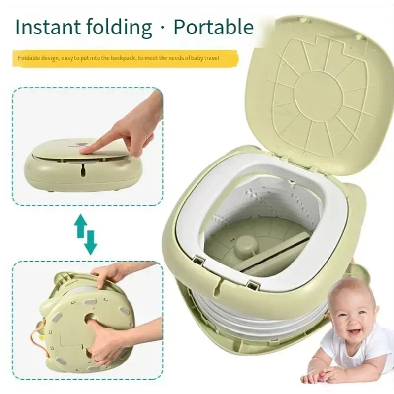 Children's Folding Toilet Cartoon Cat Toilet Boys and Girls Portable Baby Toilet Outdoor Camping Emergency Travel Foldable Potty