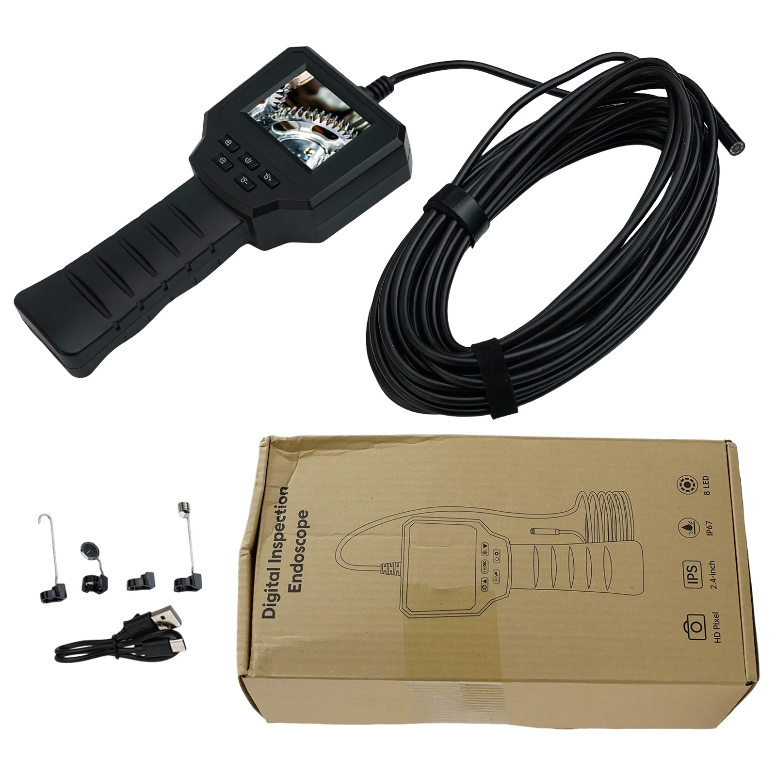 Industrial Borescope Camera IPS Screen HD1080P Sewer Inspection Borescope IP67 Worrying About Running Out Of Power