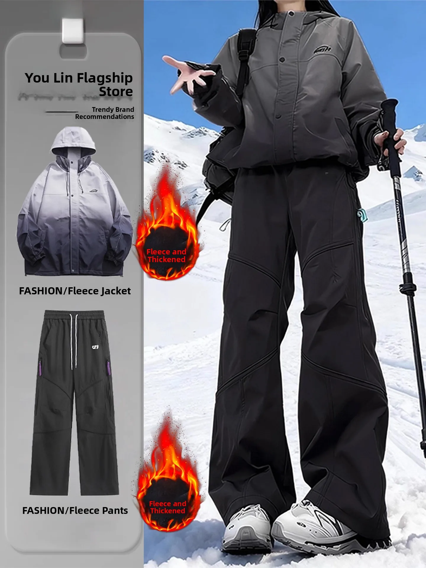 

Мужской зимний комплект для активного отдыха: водонепроницаемая куртка и брюки с флисовой подкладкой для катания на лыжах, защита от холода, черный комплект «Самурай»