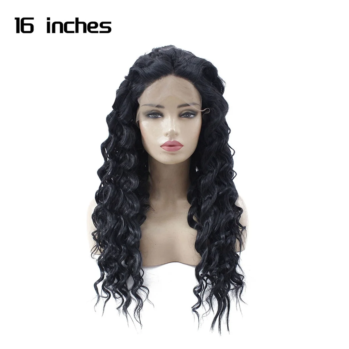 A79I 16 Inches Front Lace Curly Fringe Wig Curly Hair Wigs Brazilian - Curly Human-Hair Wigs for Women