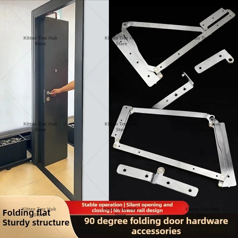90 Degree Flat Opening Folding Door 304 Stainless Steel Hardware Bedroom Living Room Bathroom Wooden Door Trackless Folding Door