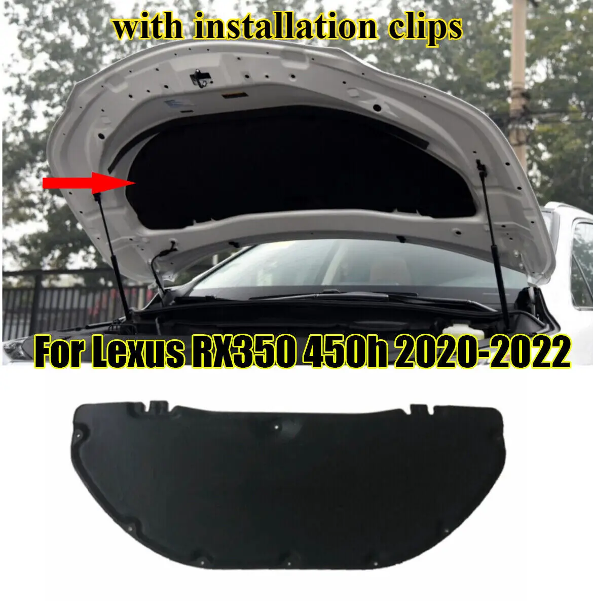 

Для Lexus RX350 450h 2020-2022 изоляционная накладка на капот двигателя, теплозащитный экран, накладка