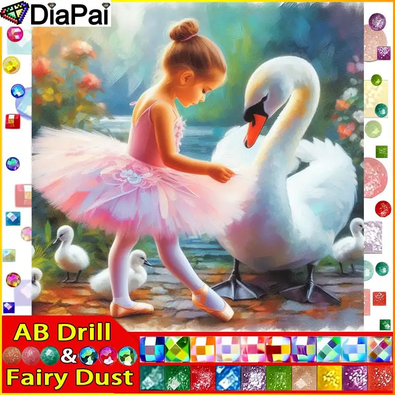 

DIAPAI Fairy Dust AB DIY 5D алмазная живопись "Лебединая девушка" полная алмазная вышивка распродажа картина из стразов для фестиваля