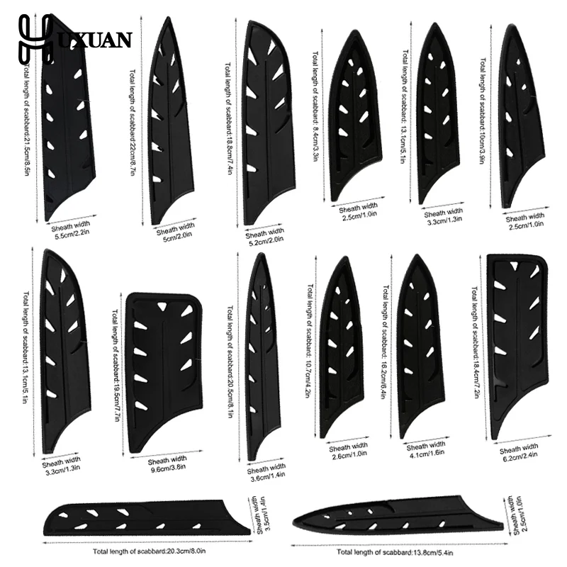 3-8 Inch Kitchen Knife Sheath Black Plastic Knife Covers Knife Blade Protector Cover Edge Guards Case Kitchen Accessory