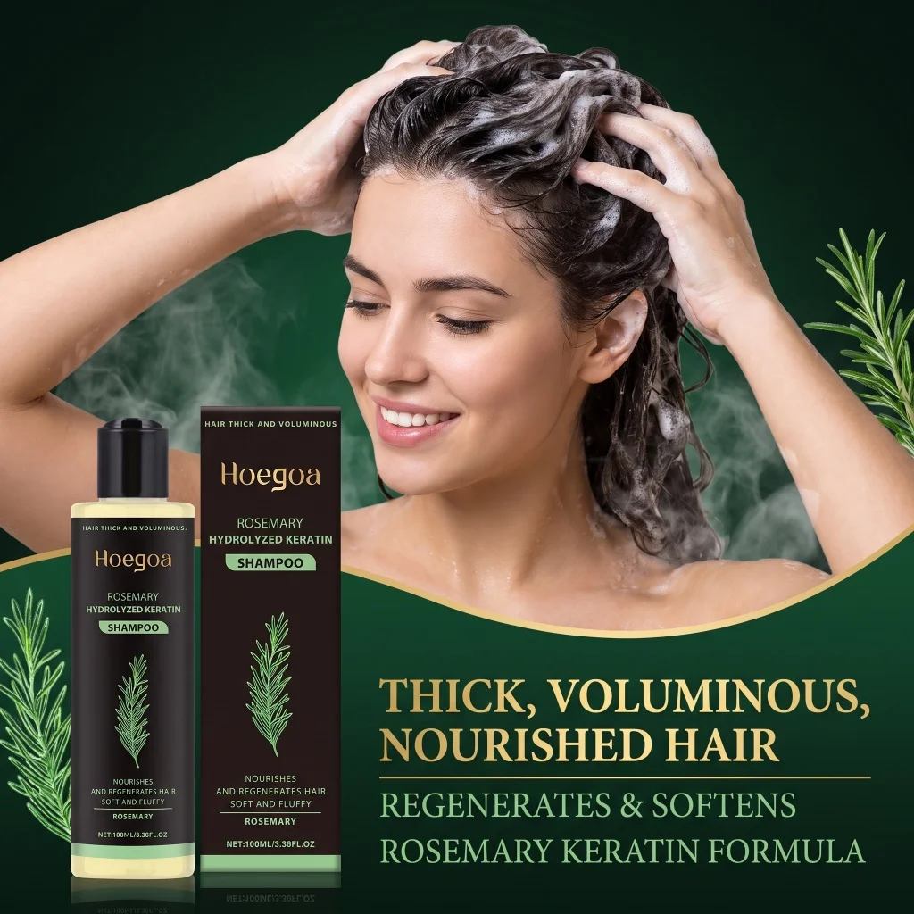 Hoegoa Rosemary Hair Thickening Shampoo Botanical Extract Nourish Repair Strands Reduce Grease Create Fluffy Voluminous Hair