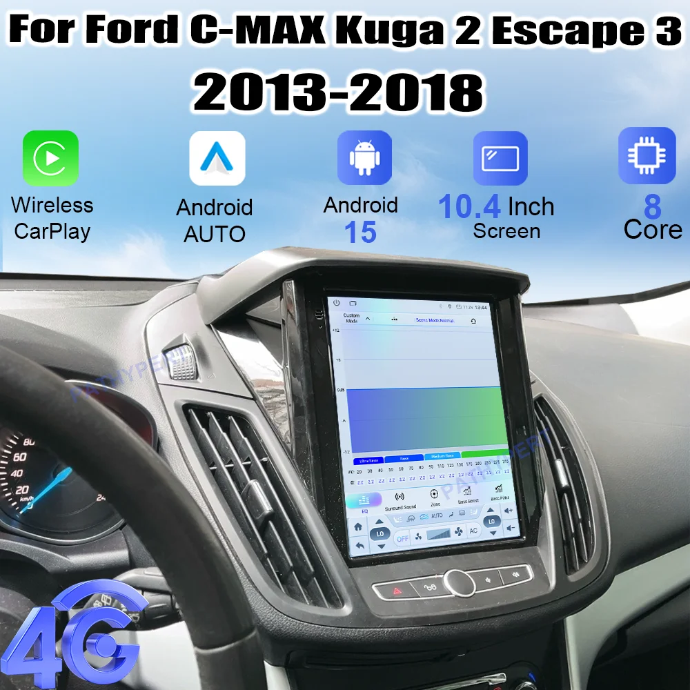 Android 15 Car Multimedia Player For Ford C-MAX Kuga 2 Escape 3 2013-2018 Radio Auto Bluetooth Stere HD Screen Head Unit GPS 4G