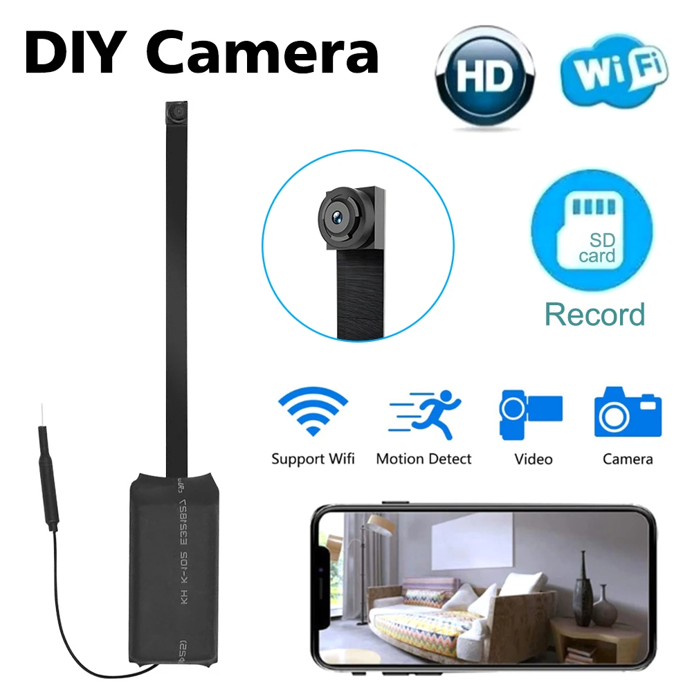 DIY HD1080P Wifi Mini Camera Portable Small Cam Micro Camcorder P2P Wireless Webcam Loop Recording Support Remote Viewing 