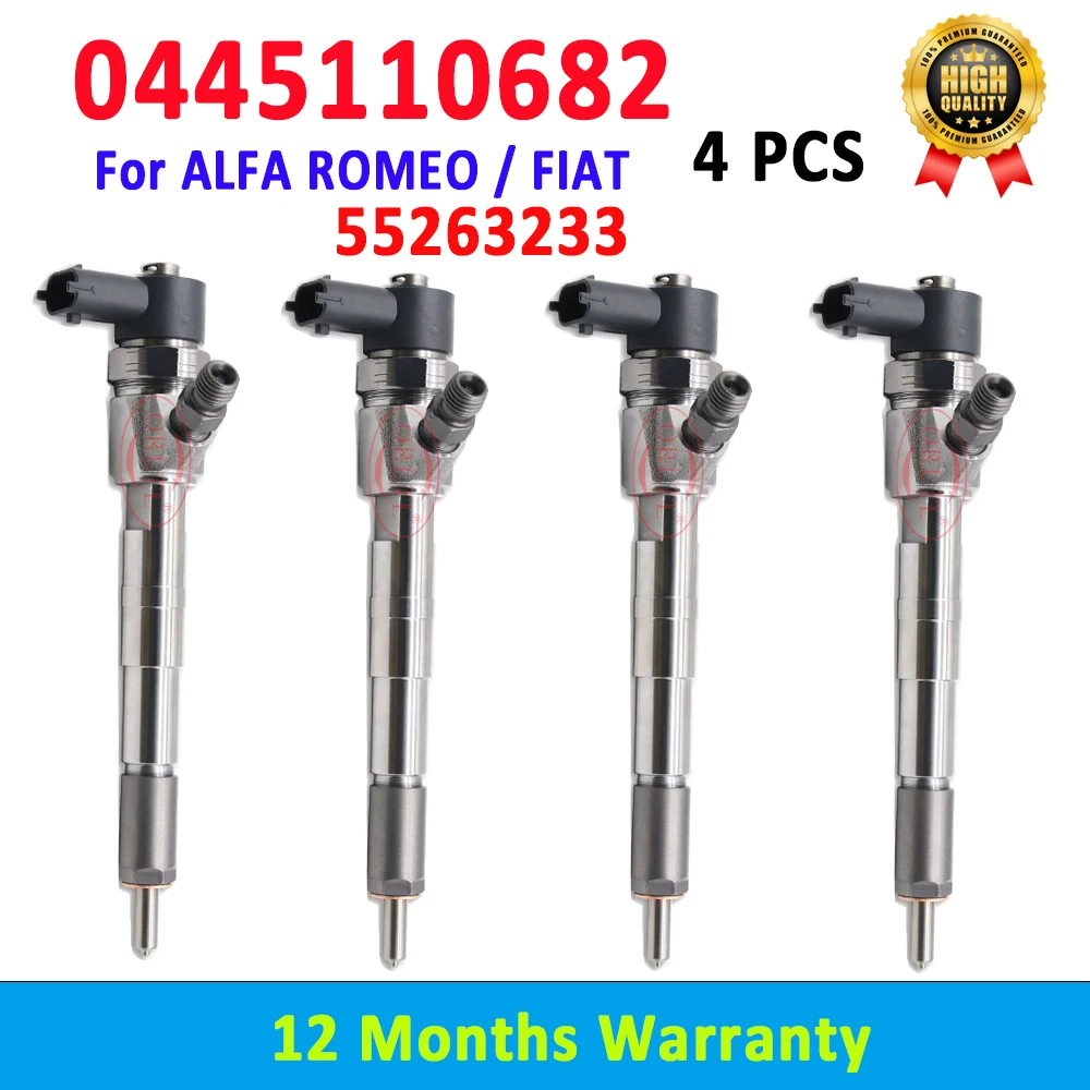 ORLTL 4 Pieces 0445110682 New Diesel Injector Nozzle 0 445 110 682 55263233 For ALFA ROMEO / JEEP COMPASS RENEGADE / FIAT