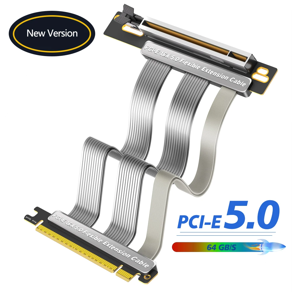 

Высокоскоростной кабель расширения PCI-E 5.0 16X PCIe 5.0, 90, 180 градусов, вертикальная установка, кабель графического процессора для настольного ПК.