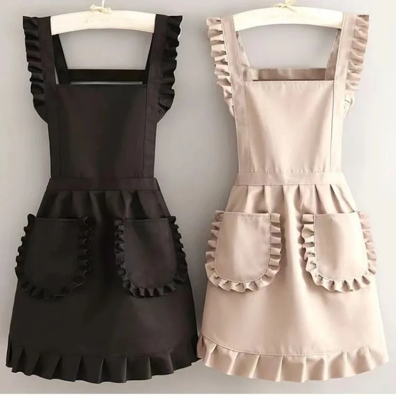 

New Style Maid Apron Work Wear Wear-resistant Nail Salon Kitchen Household Cooking Cute Korean Style Apron