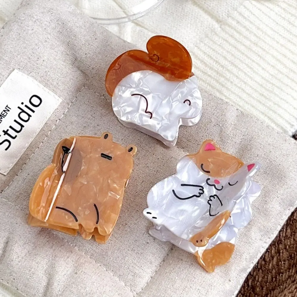 Cute Cat Capybara Hair Clip Creative Cartoon Acetate Kitty Hair Claw Fashion Headwear Squirrel Hairpin Girls