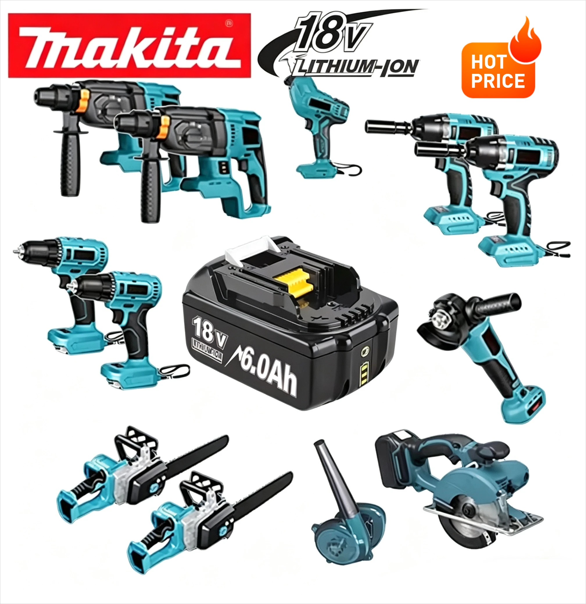 

Аккумулятор Makita 18В 5.0Ач 6.0Ач, замена для BL1830B BL1840B BL1850B BL1860B, совместим с зарядным устройством DC18RC