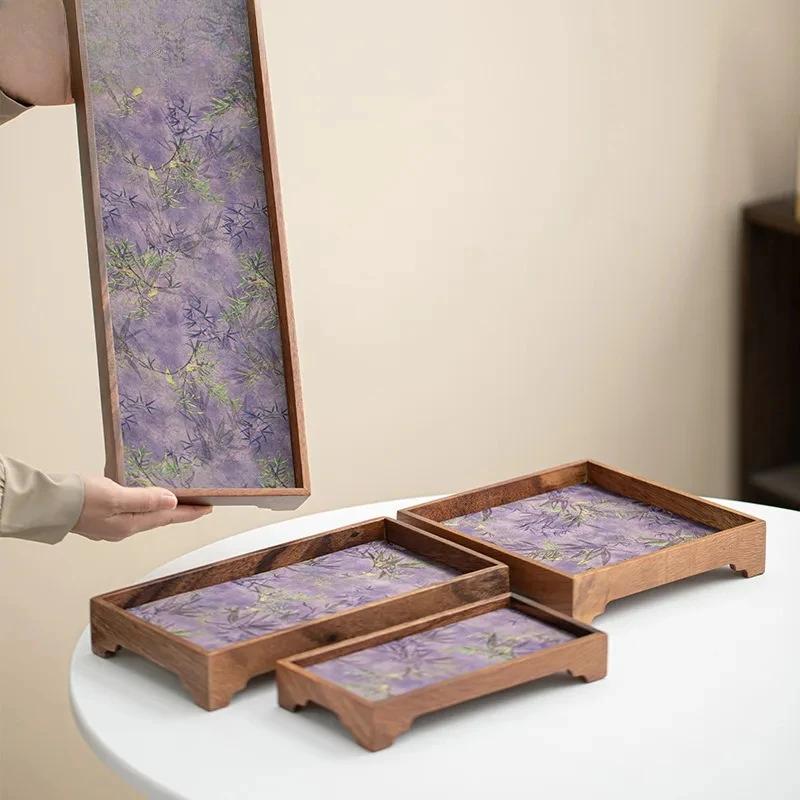 

Квадратный поднос для чая из парчи из массива ореха, поднос для десерта, конфет, доска для хранения кофе, основание чайника, посуда для сервировки, кафе, принадлежности