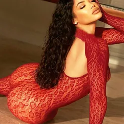 Bodysuit de rede completo para mulheres, lingerie sexy, fantasia de leopardo, calças justas sem crotchless, roupas eróticas, sexo pornô