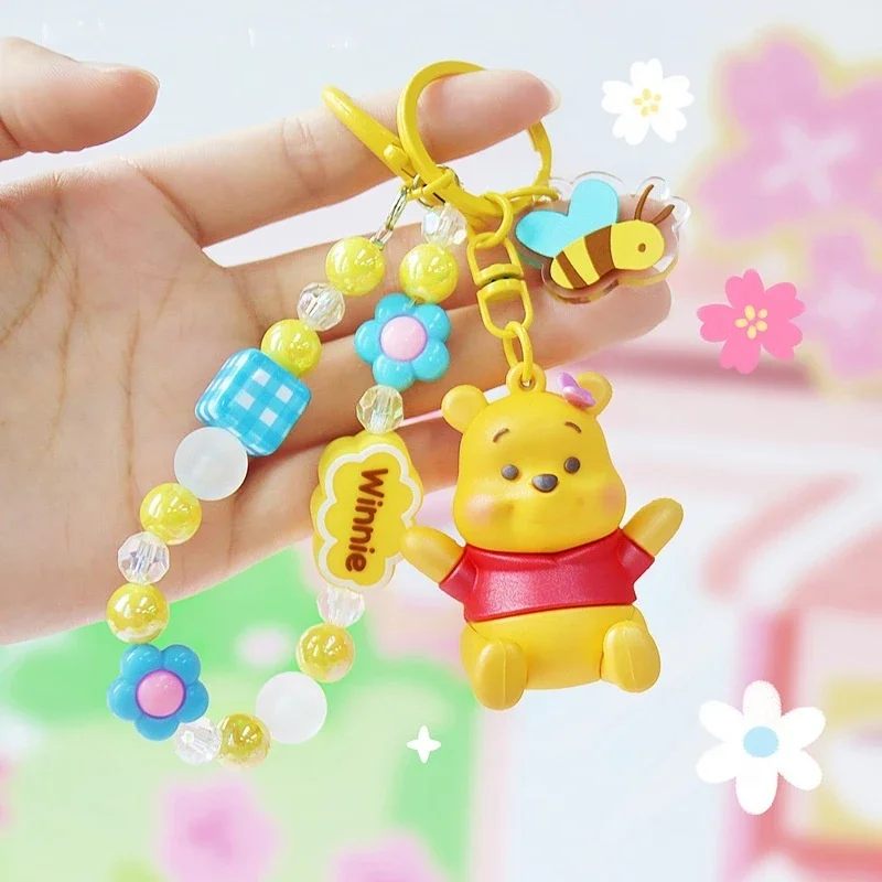 Colgante de la serie de cuentas de Winnie The Pooh, llavero Kawaii para regalo, accesorios para mochilas escolares, adorno colgante, regalos para niños