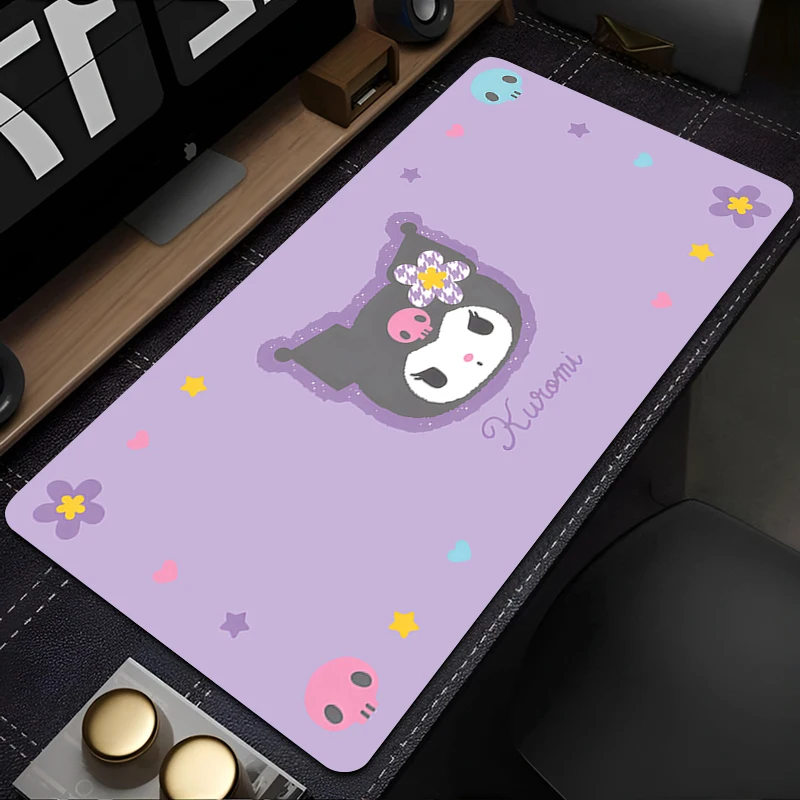 Mouse Pad Laptop Kawaii Purple Bowknot Extended Desk Mat Large PC Anime K-kuromi Skull Mousepad Pink Gamer Cabinet Keyboard Rug