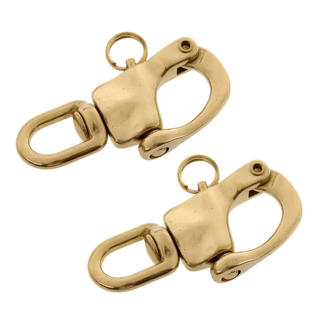 2 Pieces 72mm Solid Brass with Small Swivel Boat Sailboat Halyard Hardware